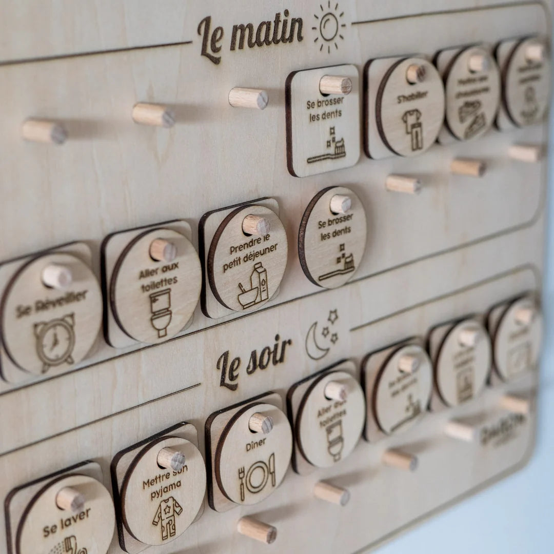 Tableau des rituels en bois personnalisé | جدولي اليومي