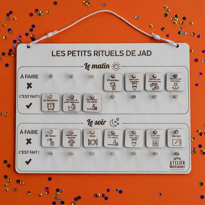 Tableau des rituels en bois personnalisé | جدولي اليومي